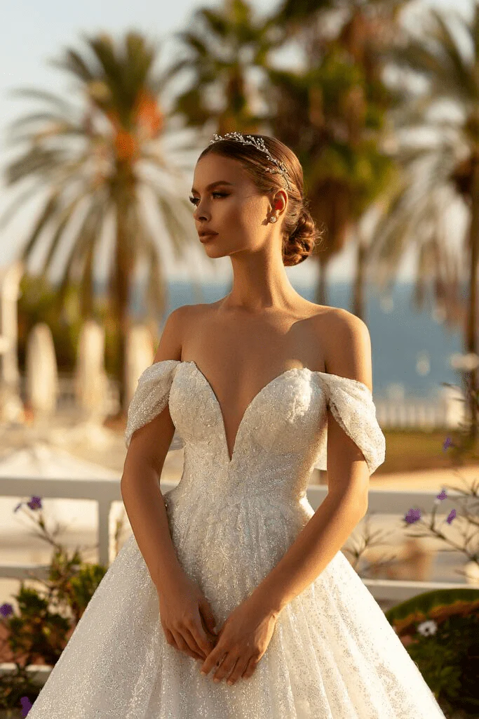 Off Shoulder Wedding Dress - Strapless Sweetheart Neckline Wedding Dress - Lace Corset Back Wedding Dress with Beaded Plus Size - Image 3