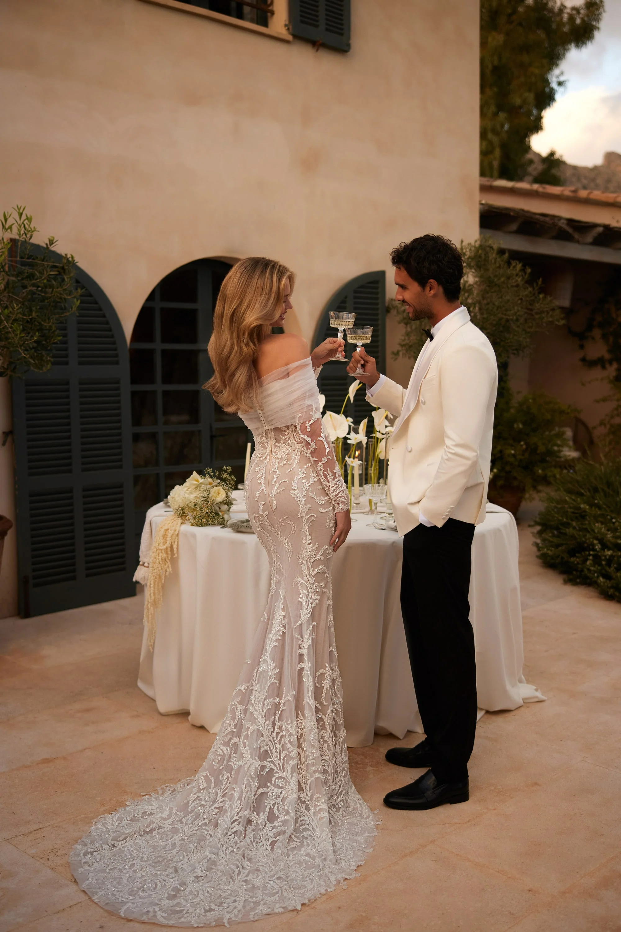 Off Shoulder Wedding Dress with Convertible Tulle Sleeves – Beaded Bridal Gown Mermaid Style with Sweetheart Neckline Plus Size - Image 2
