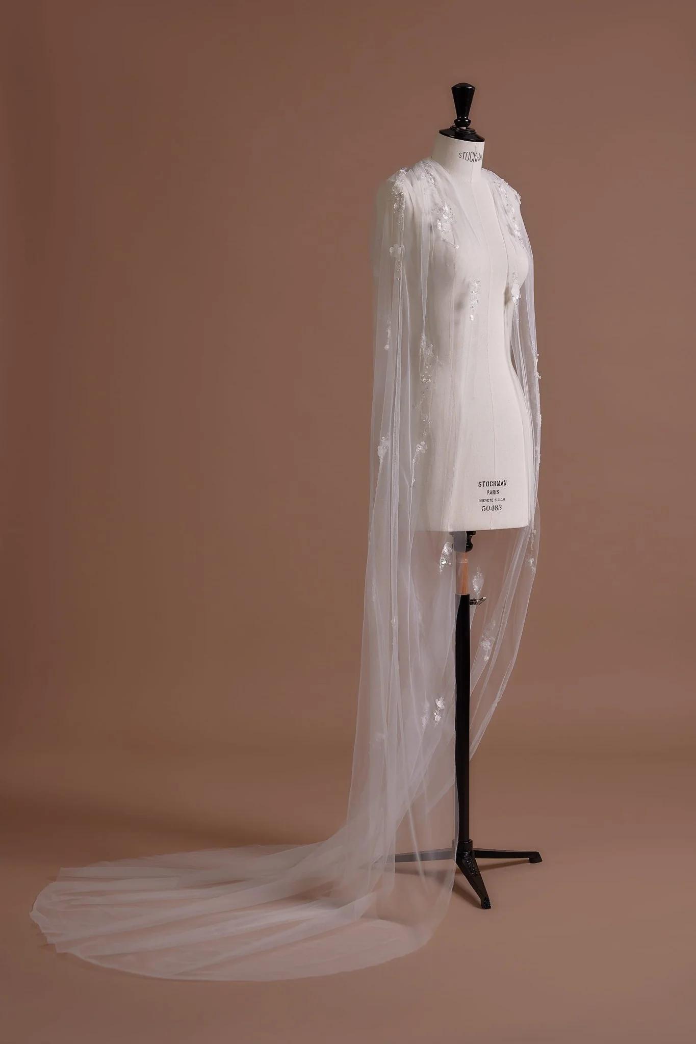Pearl Embellished Soft Tulle Wedding Veil, Available with or without Comb