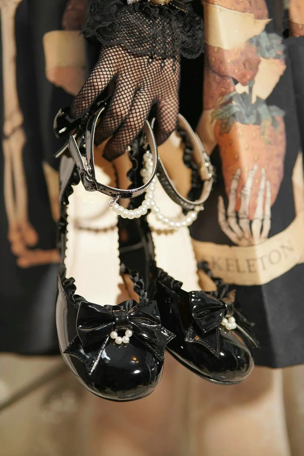 Pink Lolita Vintage Shoes with Bow and Pearl - Lolita Heels with Lace-Up - Image 6