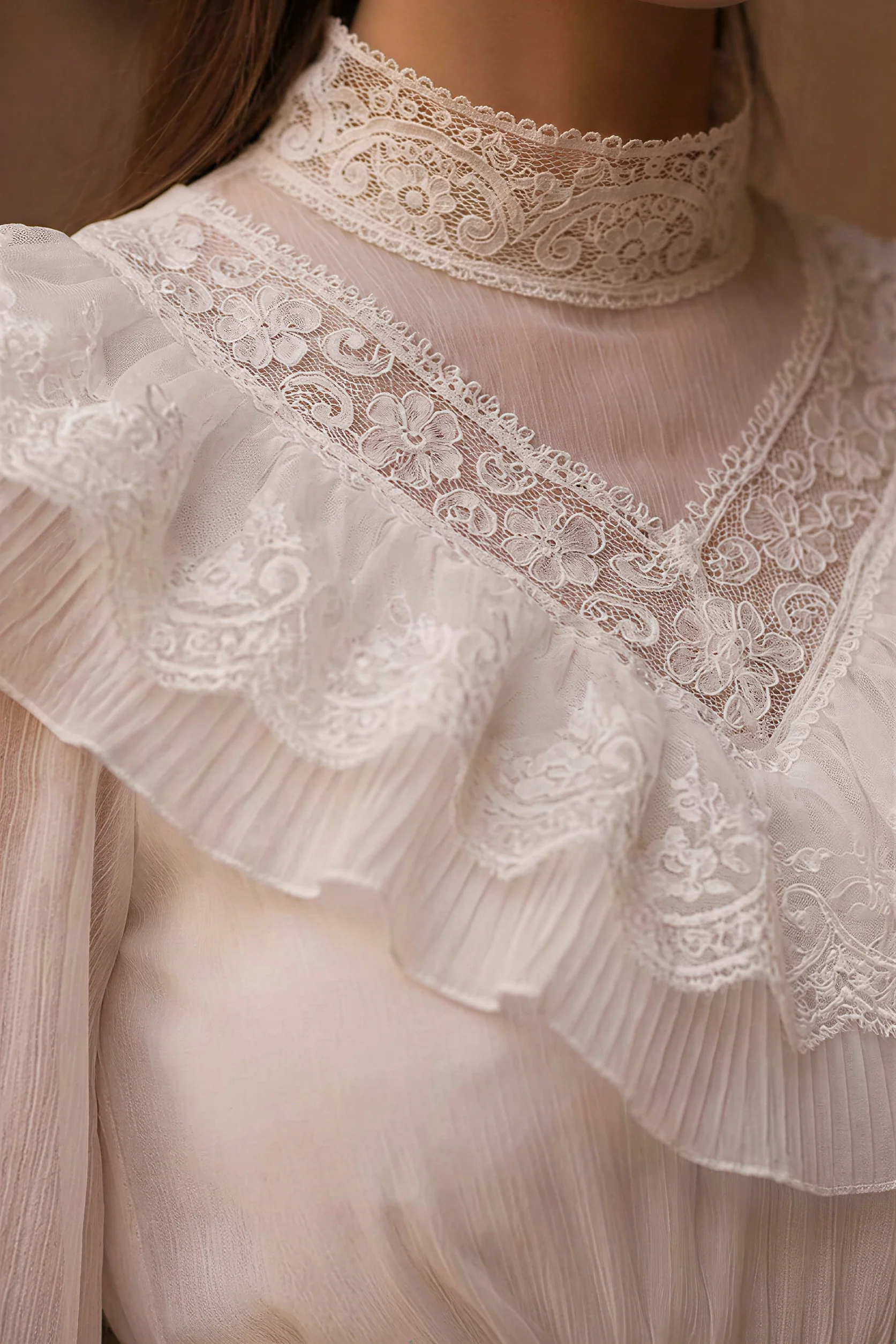 Gunne Sax Inspired Victorian Modest Wedding Dress - Gunne Sax White Prom Dress - Modest Lace Victorian Dress - Plus Size - Image 5