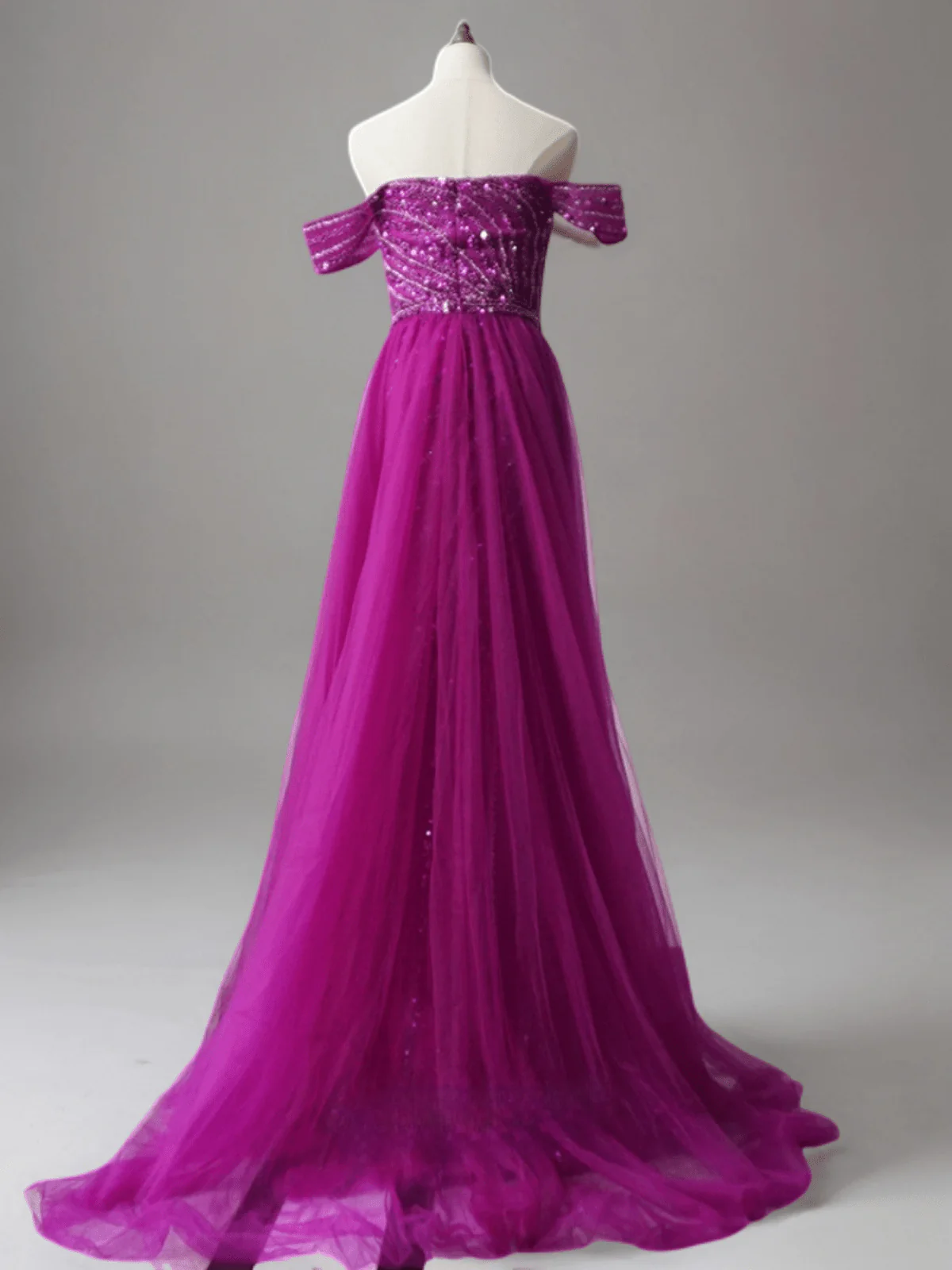 Purple Off-Shoulder Sequin Dress and Elegant Glitter Evening Gown - Convertible Tulle Evening Drss Plus Size - Image 3
