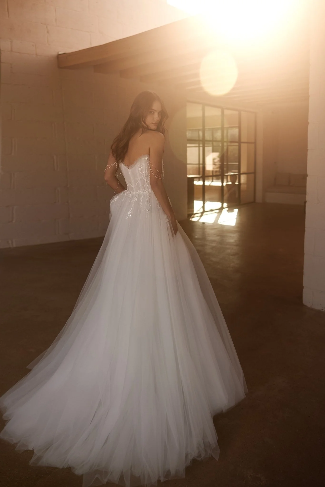 Radiant Strapless Tulle Bridal Gown with Beaded Detail and Ethereal Skirt Plus Size - Image 3