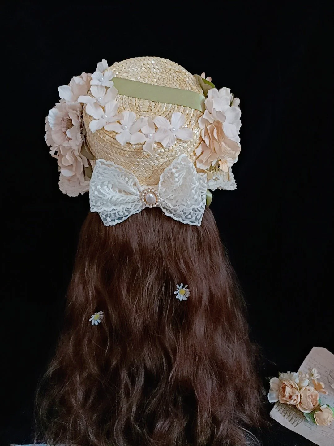 Regency Era Bonnet Lolita Style Hat With Foral - Image 3