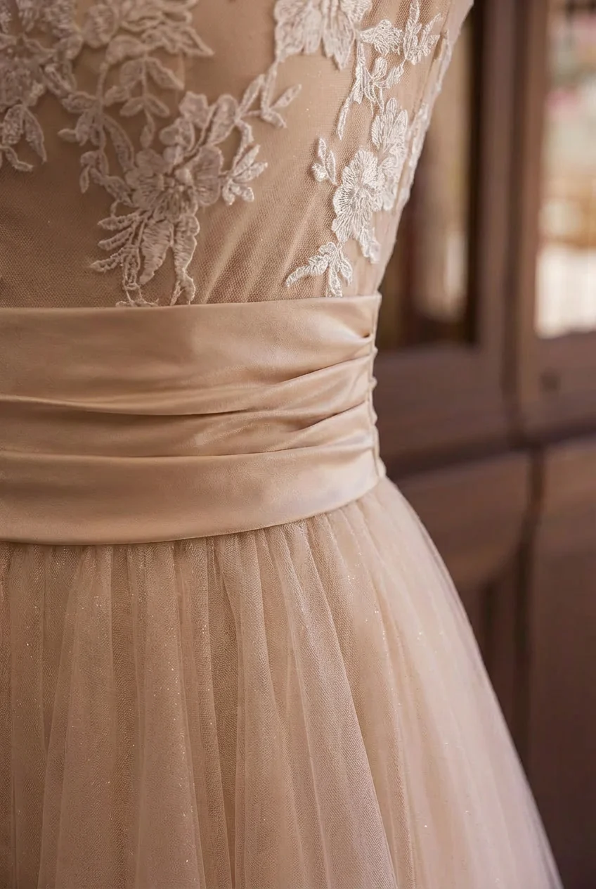 Retro 50s Modest Tea Length Short Lace Wedding Dress - Image 6