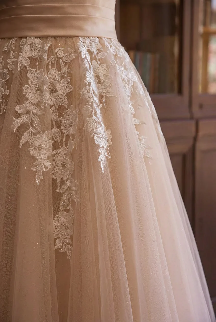 Retro 50s Modest Tea Length Short Lace Wedding Dress - Image 7