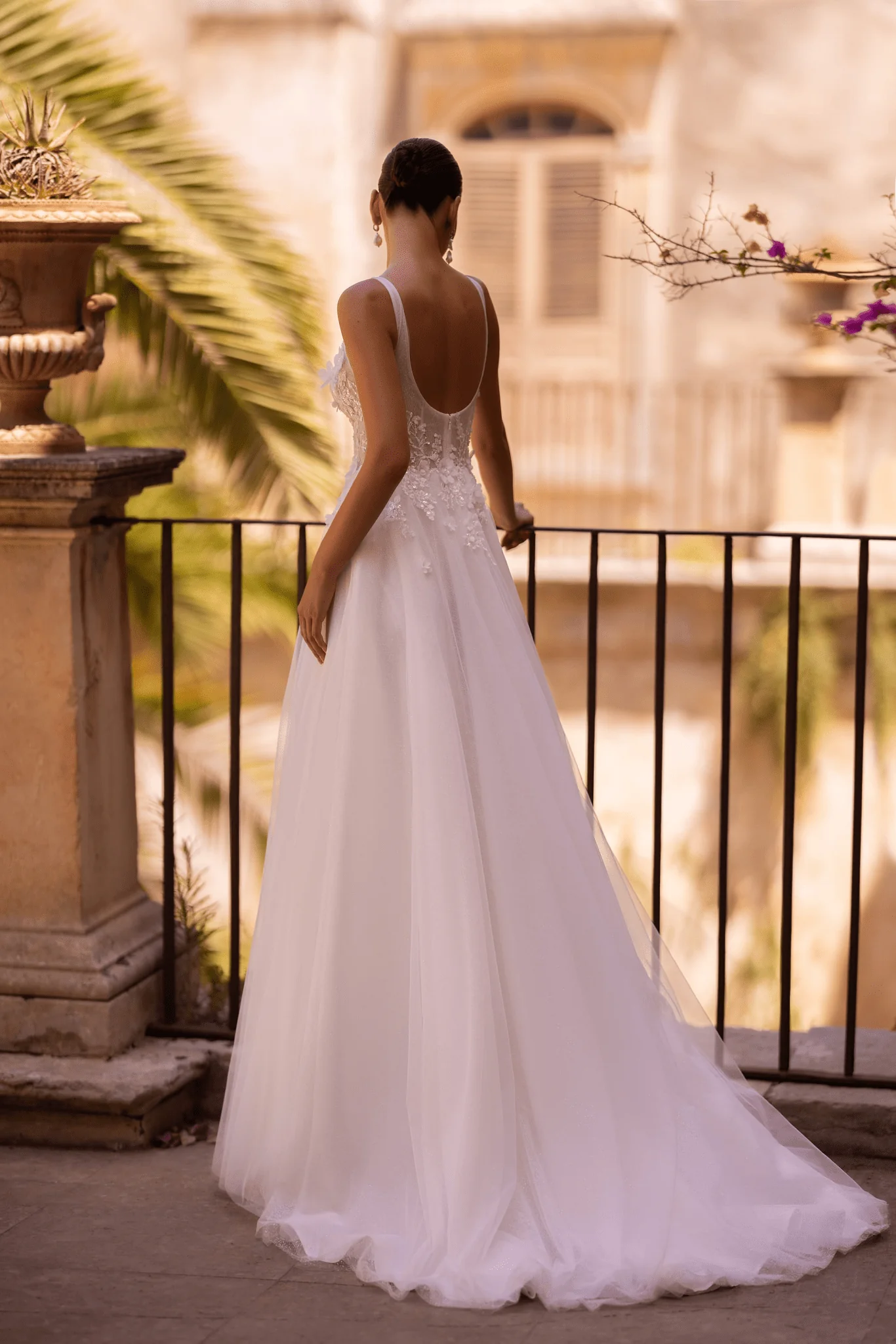 Romantic A-Line Wedding Gown with Sequined Floral Appliqué - Sleeveless Wedding Dress Plus Size - Image 2