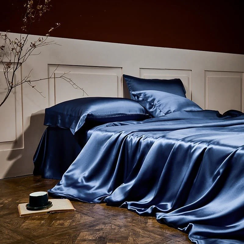 Pure Mulberry Silk Bedding Set – Royalis Prussian Blue Luxury - Image 3
