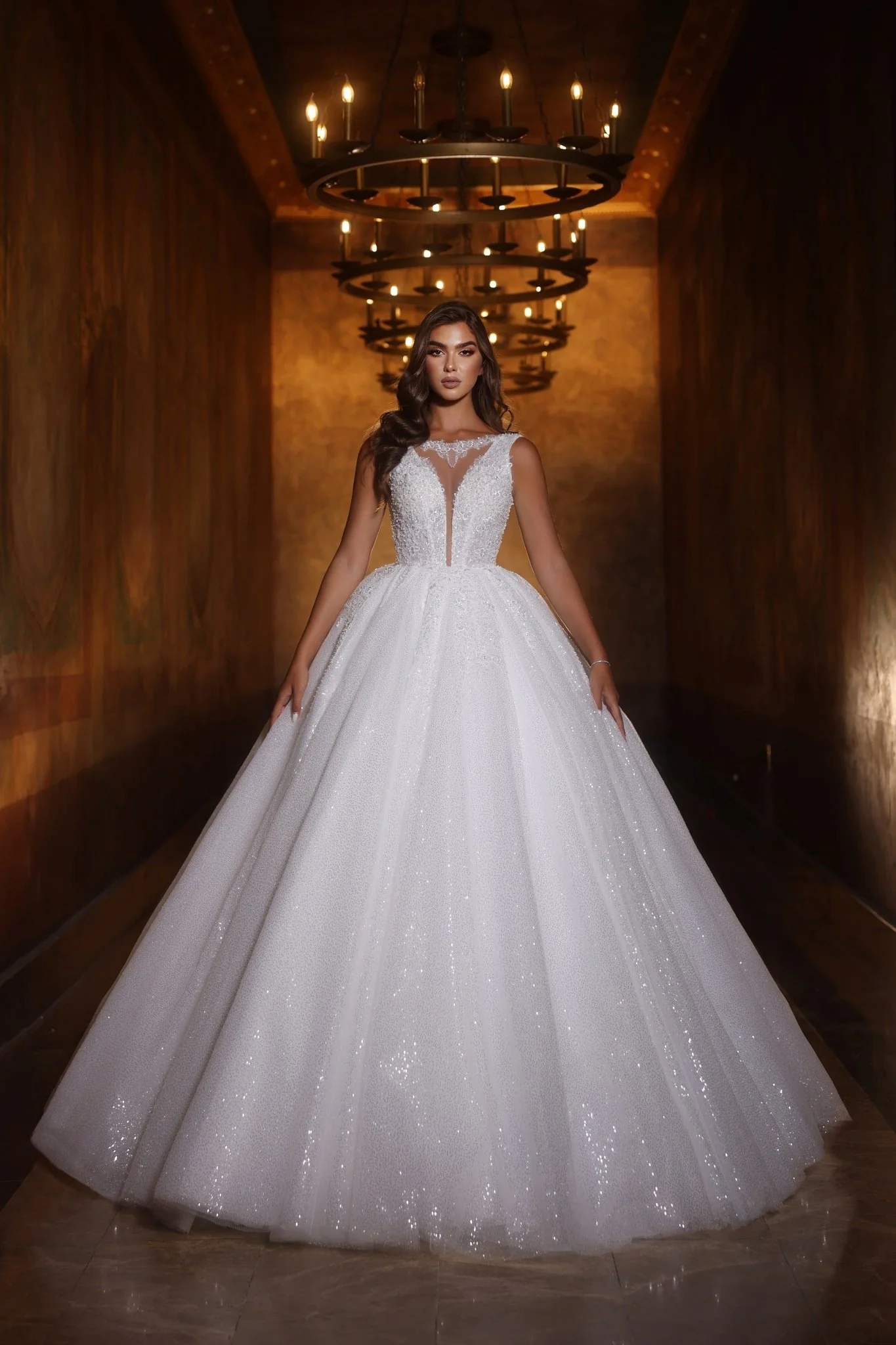 Satin Glow High Neck Plus Size Wedding Dress
