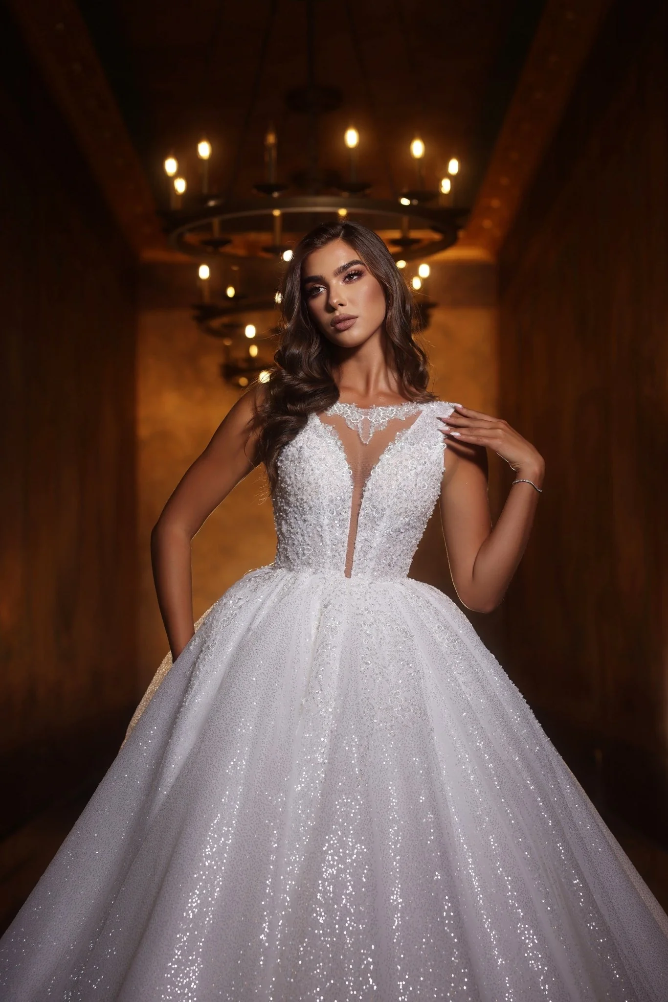 Satin Glow High Neck Plus Size Wedding Dress - Image 2