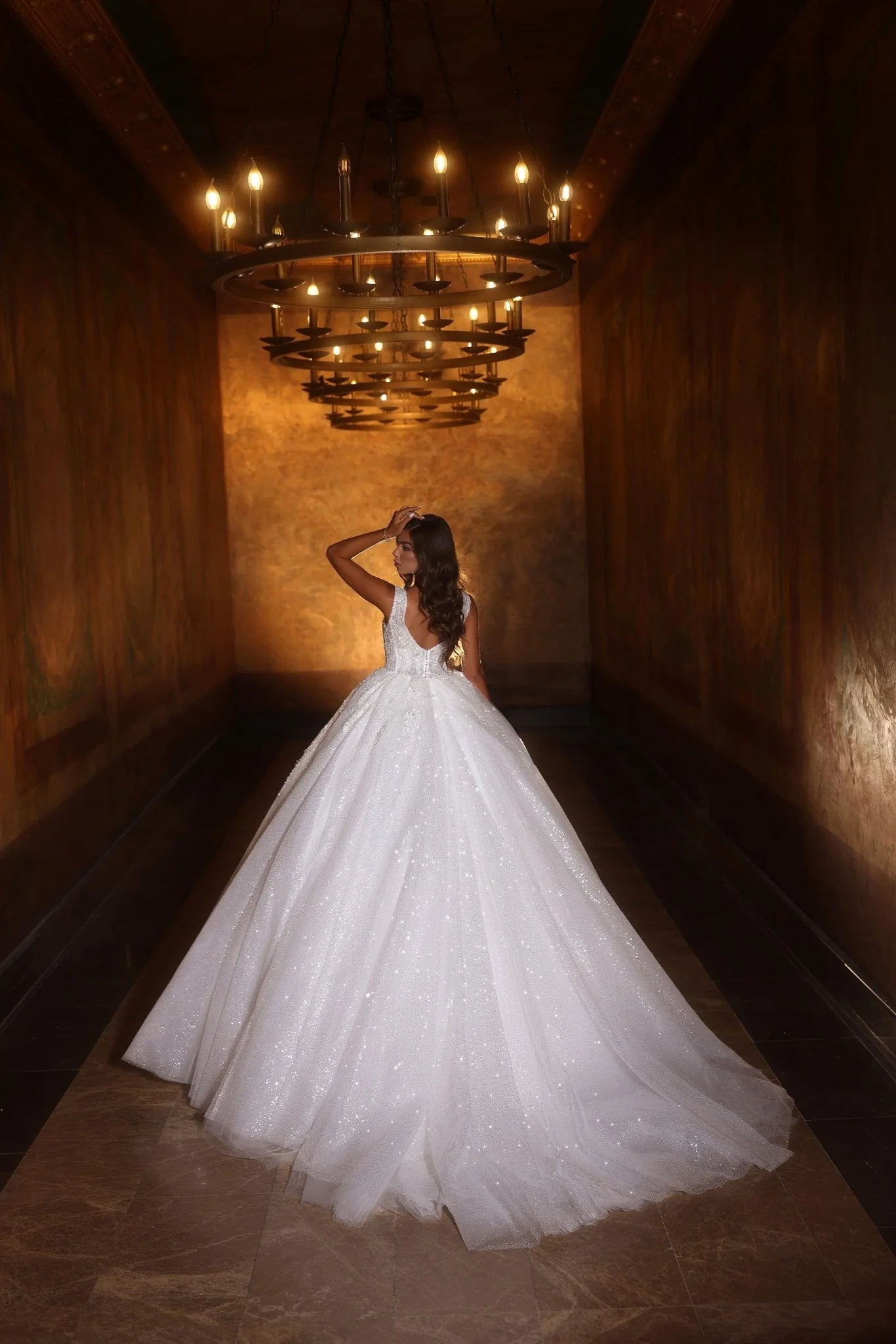 Satin Glow High Neck Plus Size Wedding Dress - Image 3
