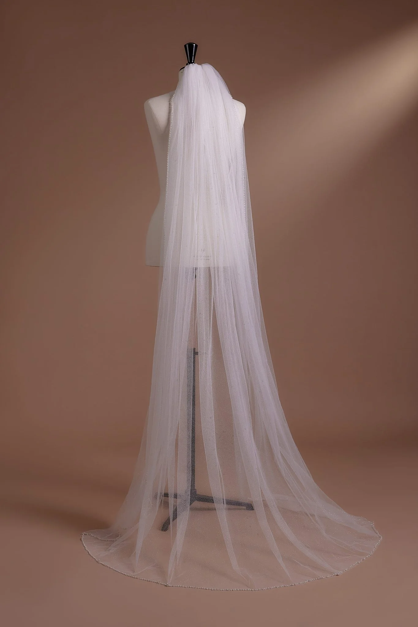 Sequin Cathedral Veil with Elegant Edge Detailing in Classic Cathedral Length