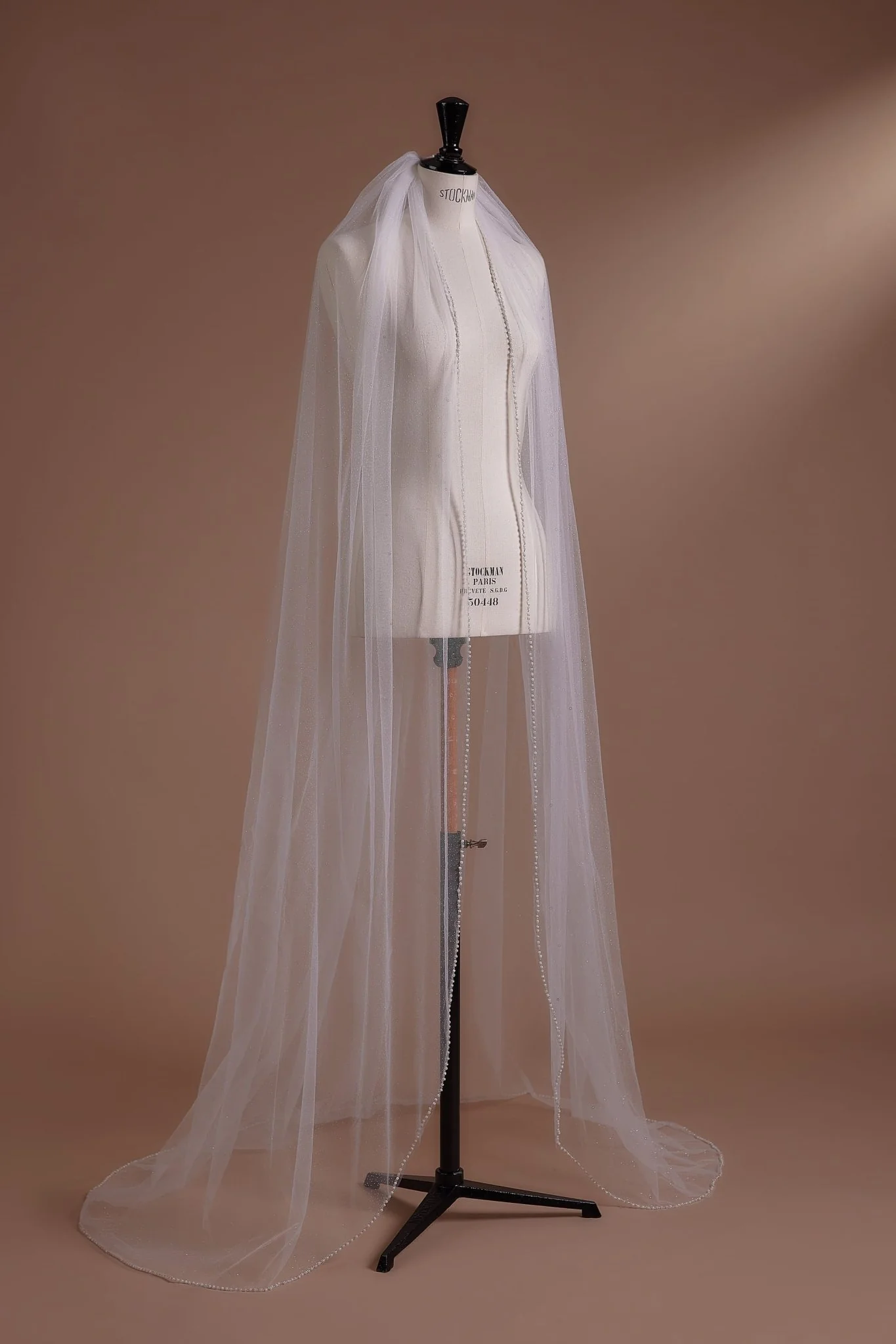 Sequin Cathedral Veil with Elegant Edge Detailing in Classic Cathedral Length - Image 2