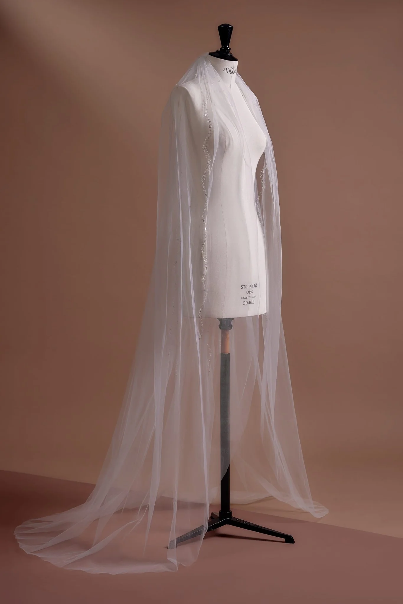 Sequined Embellished Long Tulle Wedding Veil, Available with or without Comb - Image 2