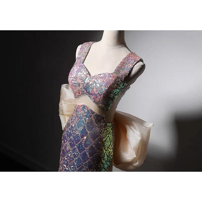 Sequins Mermaid Evening Dress With Bow Tie- Formal Dress Plus Size - Image 4