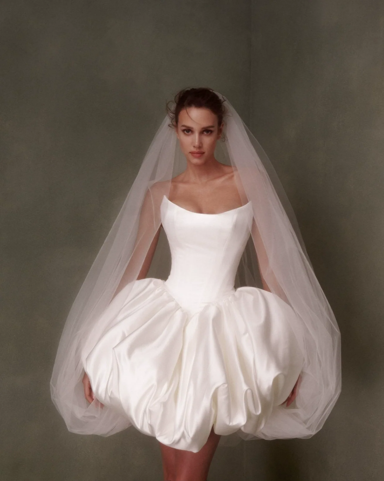 Short Satin Wedding Dress with Dramatic Bubble Skirt – Bubble Hem Dress with Strapless   - Strapless Wedding Dress Plus Size - Image 2