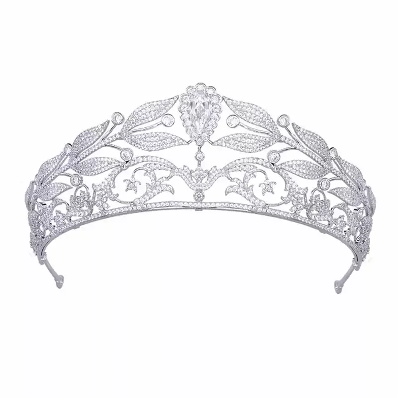 Silver Floral Crystal Bridal Tiara - Silver Crystal Bridal Crown - Image 3