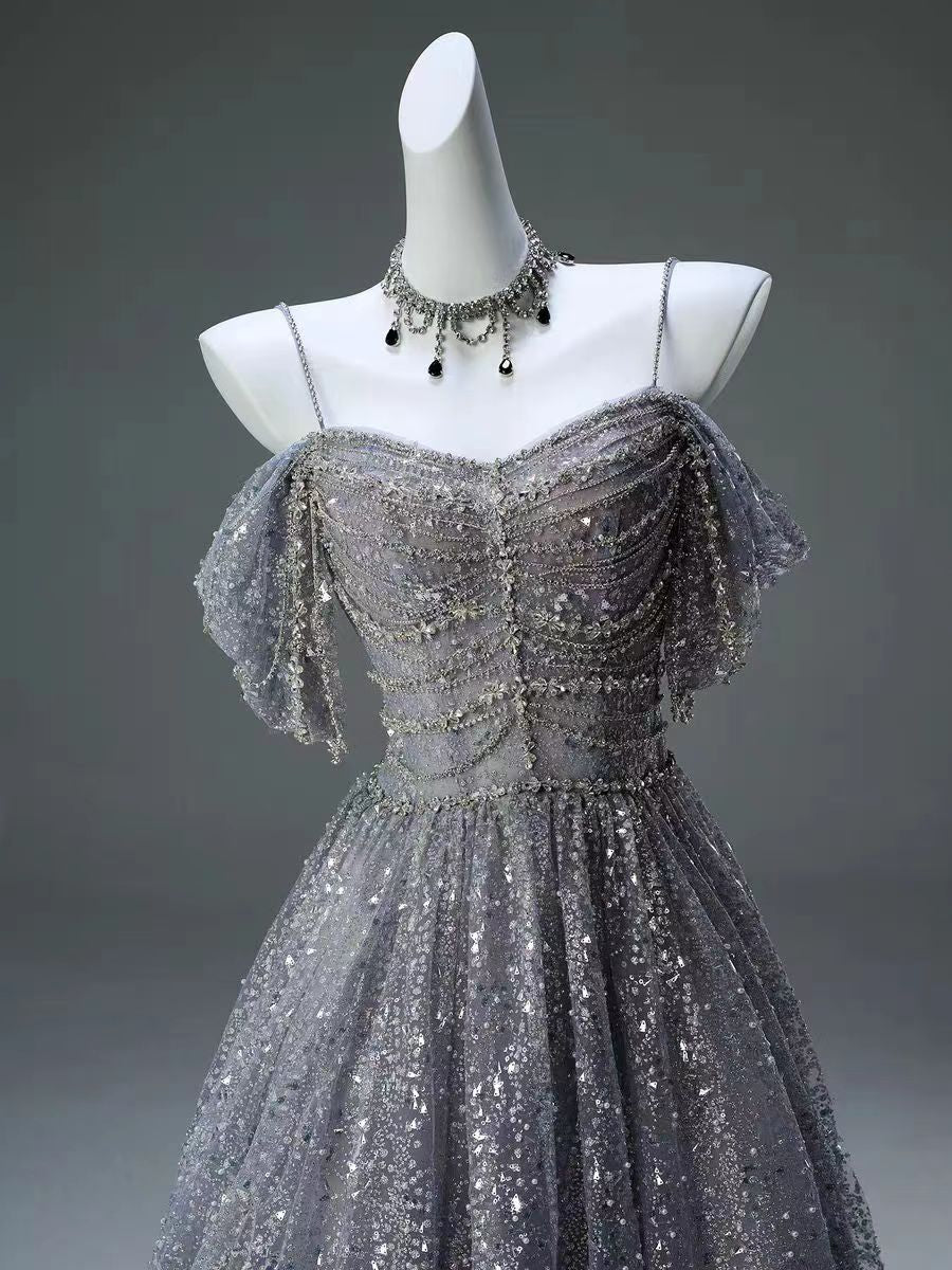 Silver Glitter Off-the-Shoulder Evening Gown - Plus Size - Image 4