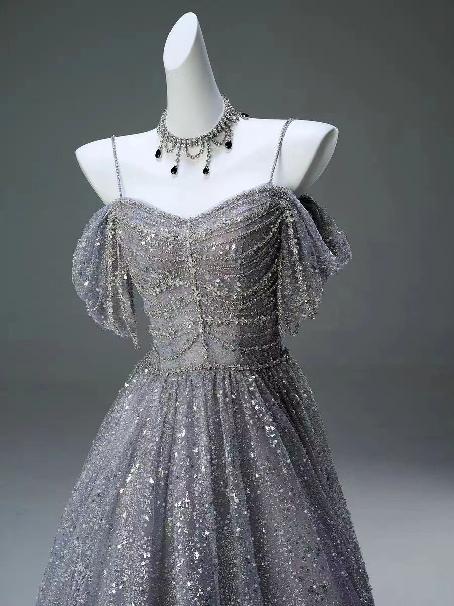 Silver Glitter Off-the-Shoulder Evening Gown - Plus Size - Image 5