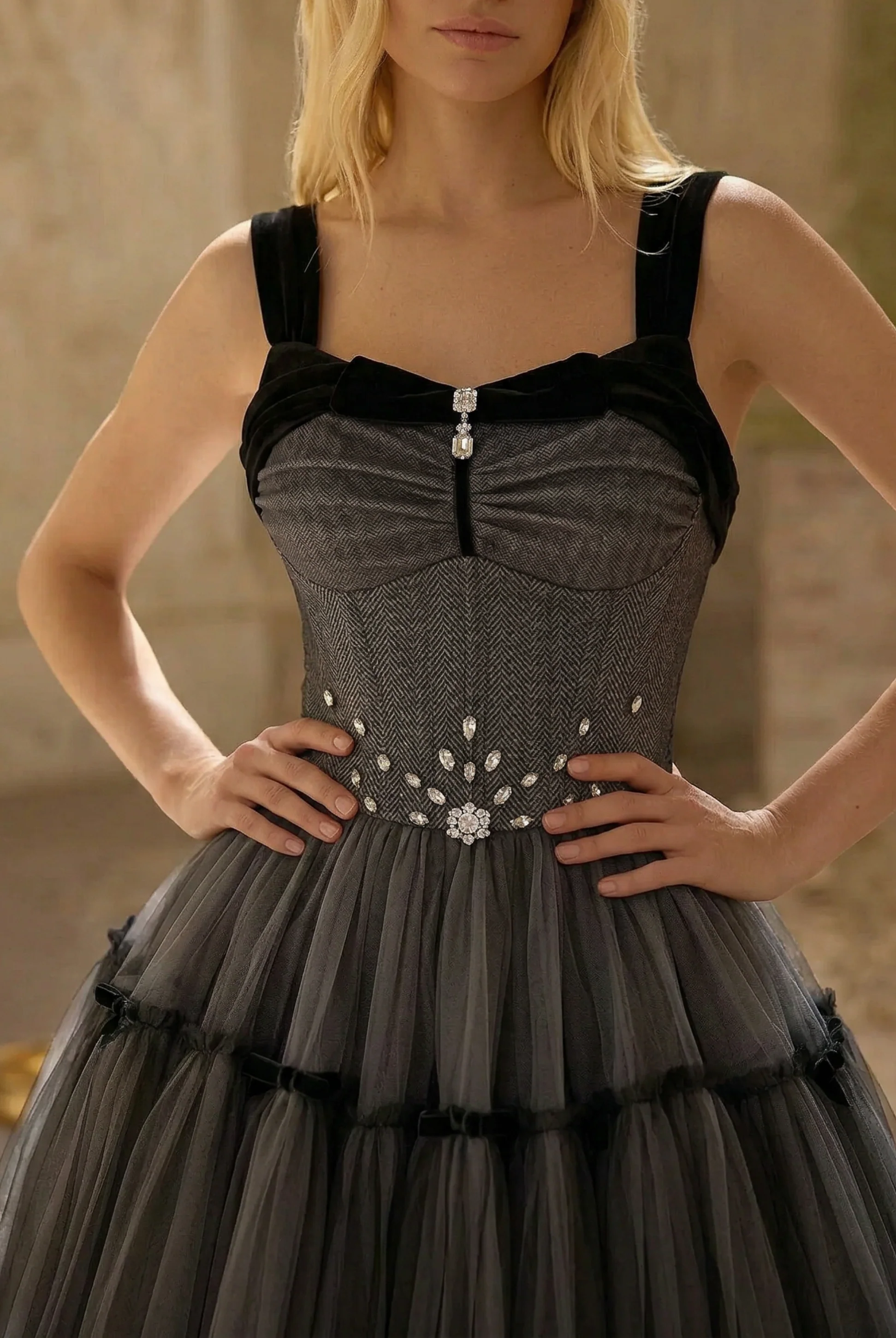 Grey and Black Gothic Lolita Tea Dress Plus Size- Vintage Inspired - Image 3