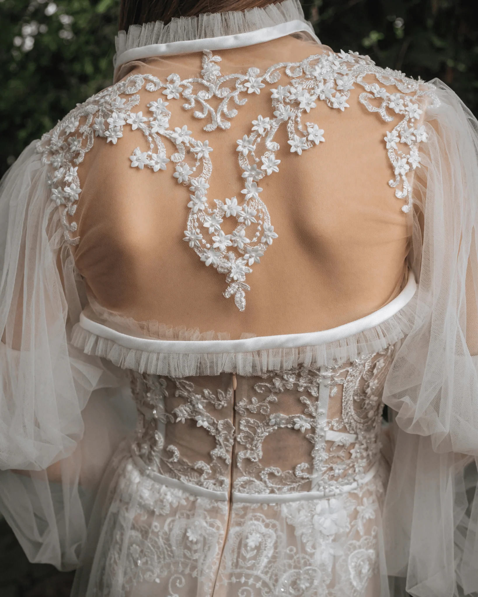 Strapless Sweetheart Neckline Wedding Dress with Convertible Sleeve - Floral Applique Dress with Tulle Plus Size - TESS - Image 7