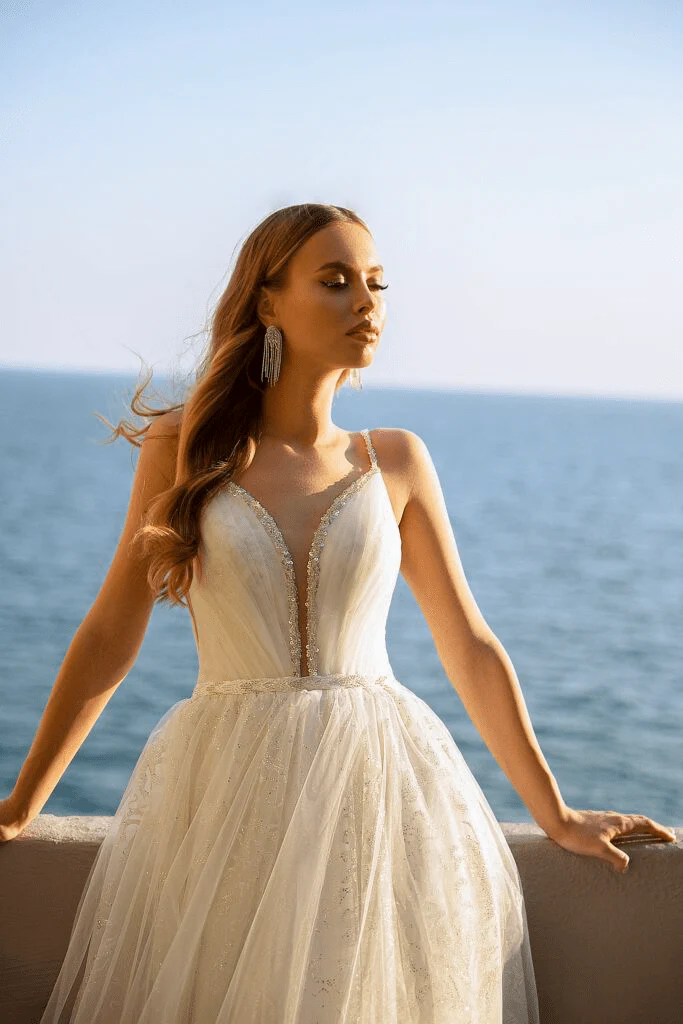Sweetheart Neckline Wedding Dress with Sheer Sleeves - Lace Corset Back Wedding Dress - Sequin Ball Gown with Plus Size - Image 3