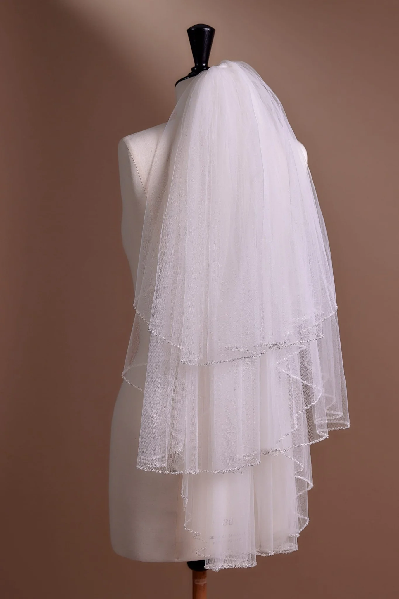 Tiered Tulle Bridal Veil with Delicate Edging, Available with or without Comb
