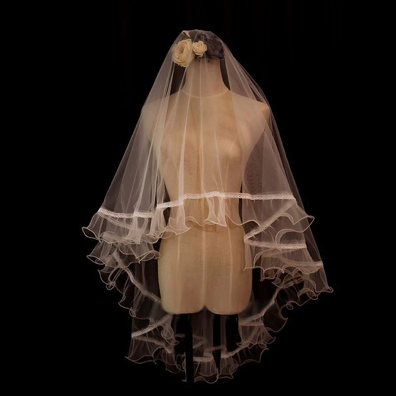 Waltz Wedding Veil With Ruffle Lace - Image 3