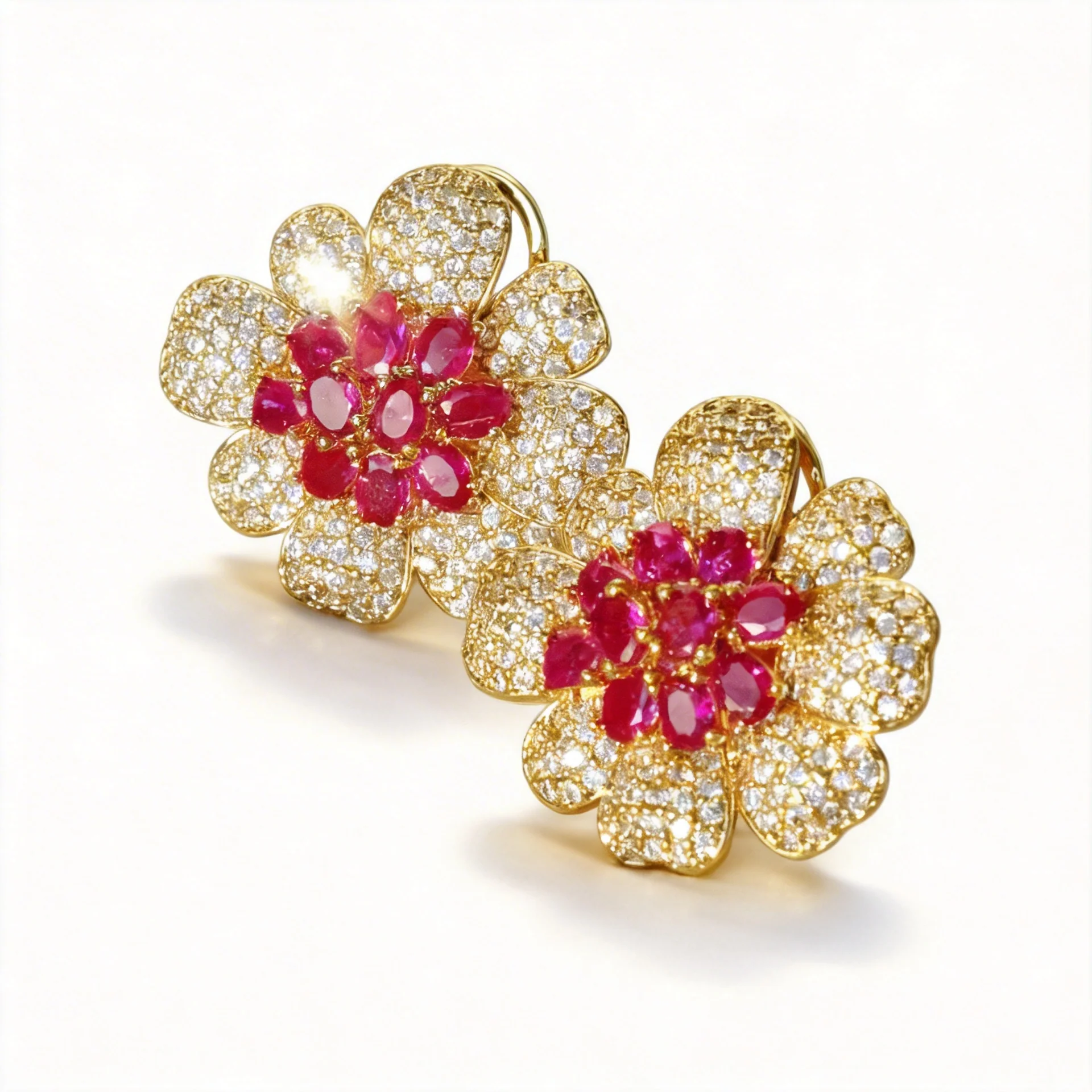 Velvet Glow – Vintage Ruby Begonia Earrings - Ruby Begonia