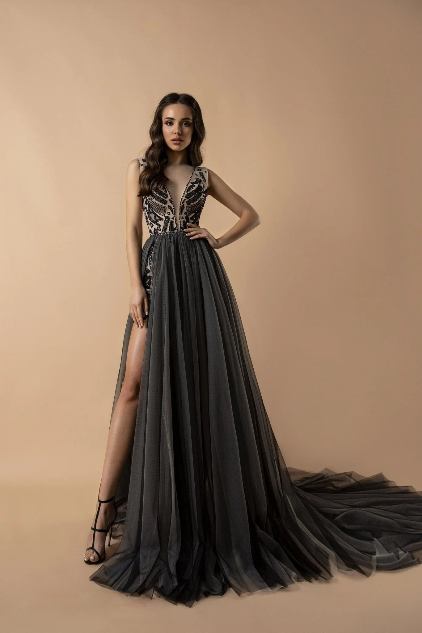 Versatile Silver And Nude Embroidered Sequin Convertible Evening Dress - Starlit Elegance Evening Dress Plus Size