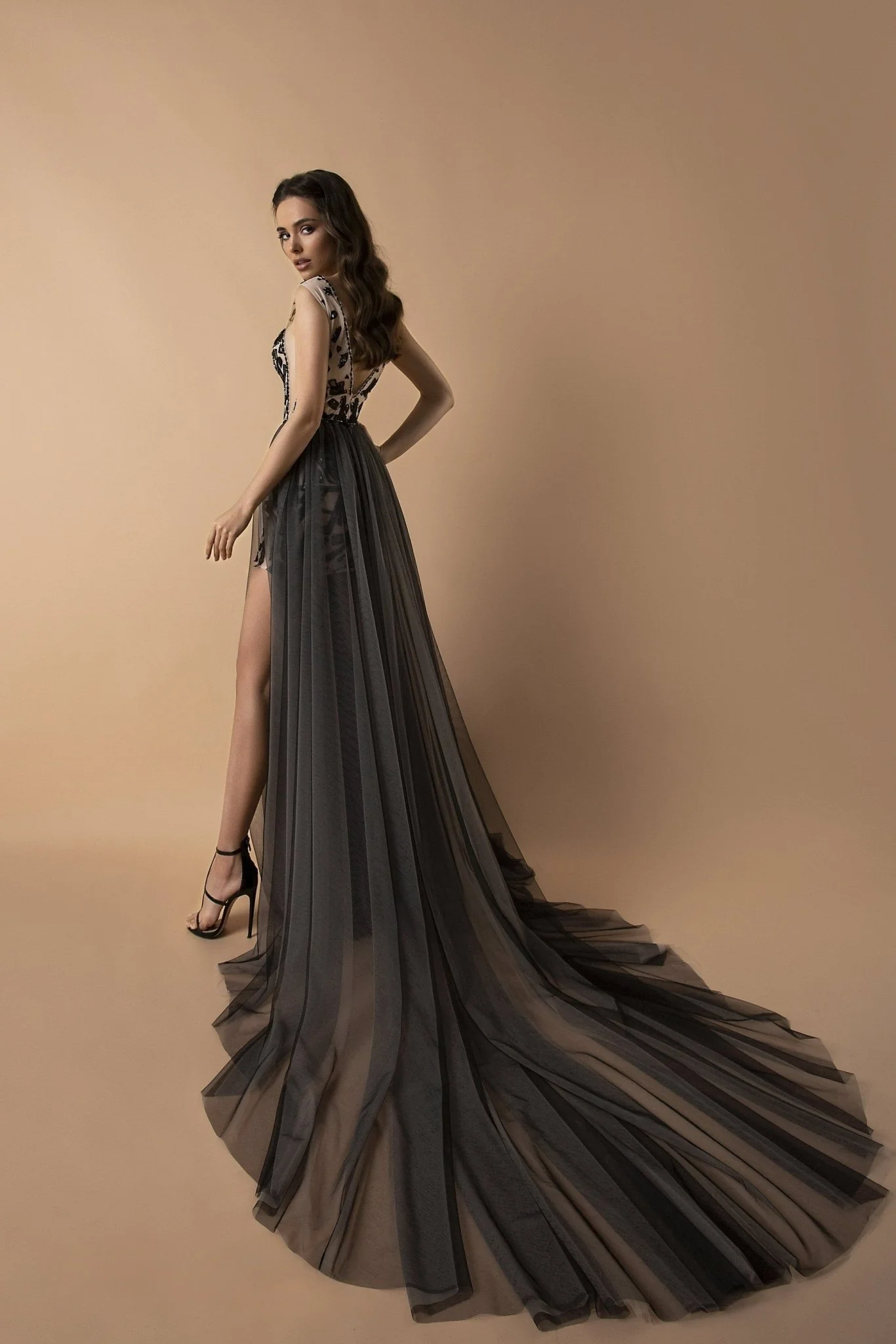 Versatile Silver And Nude Embroidered Sequin Convertible Evening Dress - Starlit Elegance Evening Dress Plus Size - Image 4