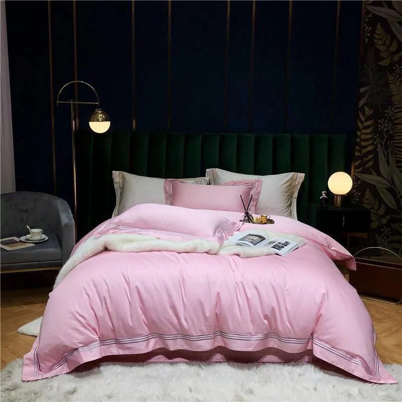 Victoria Embroidered Lined Border Egyptian Cotton Bedding Set - Image 10