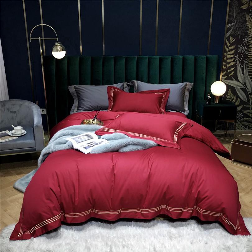 Victoria Embroidered Lined Border Egyptian Cotton Bedding Set - Image 11