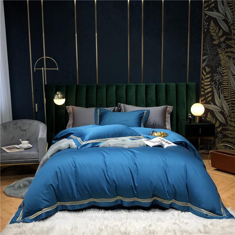 Victoria Embroidered Lined Border Egyptian Cotton Bedding Set - Image 12