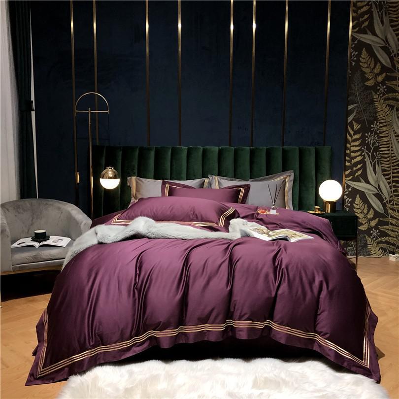 Victoria Embroidered Lined Border Egyptian Cotton Bedding Set - Image 13