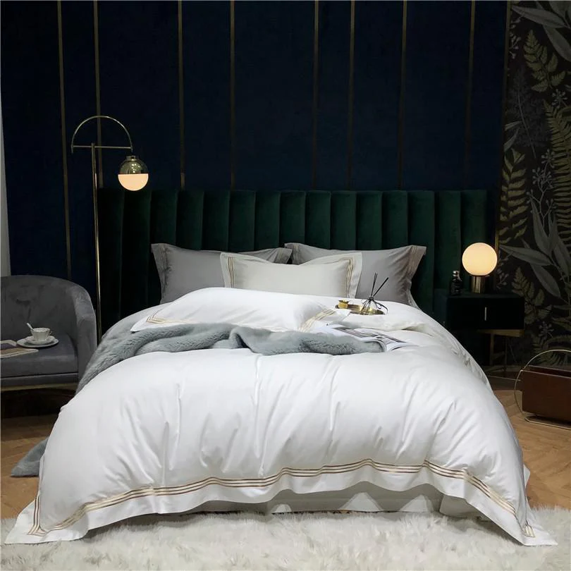 Victoria Embroidered Lined Border Egyptian Cotton Bedding Set - Image 7