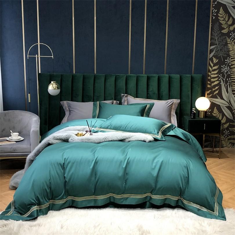 Victoria Embroidered Lined Border Egyptian Cotton Bedding Set - Image 8