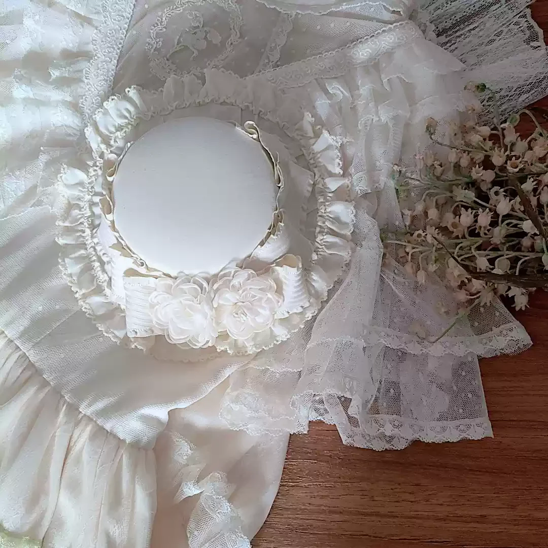 Victorian Lavender Purple Hat - Purple Lolita Hat with Floral Lace Detailing - Image 4