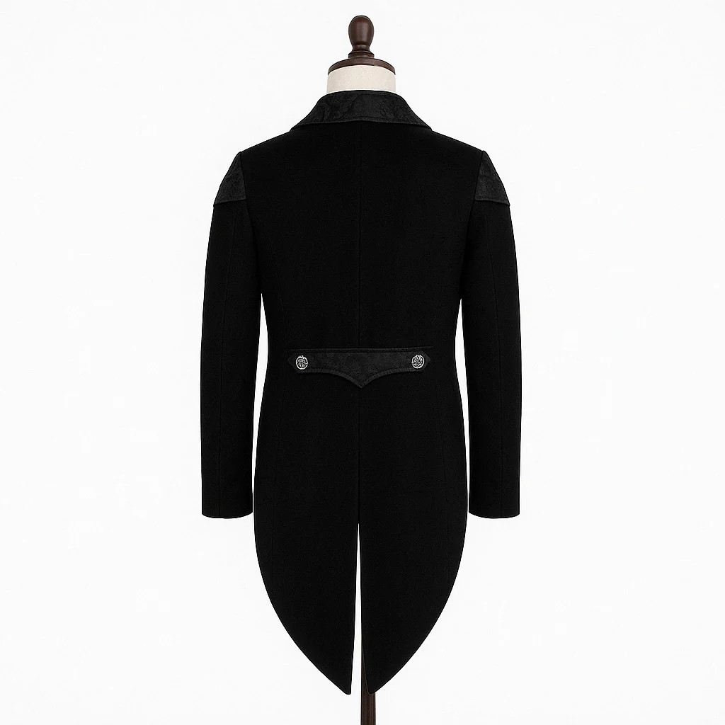 Victorian Style Black Burgundy Tailcoat - Gothic Vampire Velvet Jacquard Suit with Embroidery and Velvet Jacket -Plus Size - Image 3