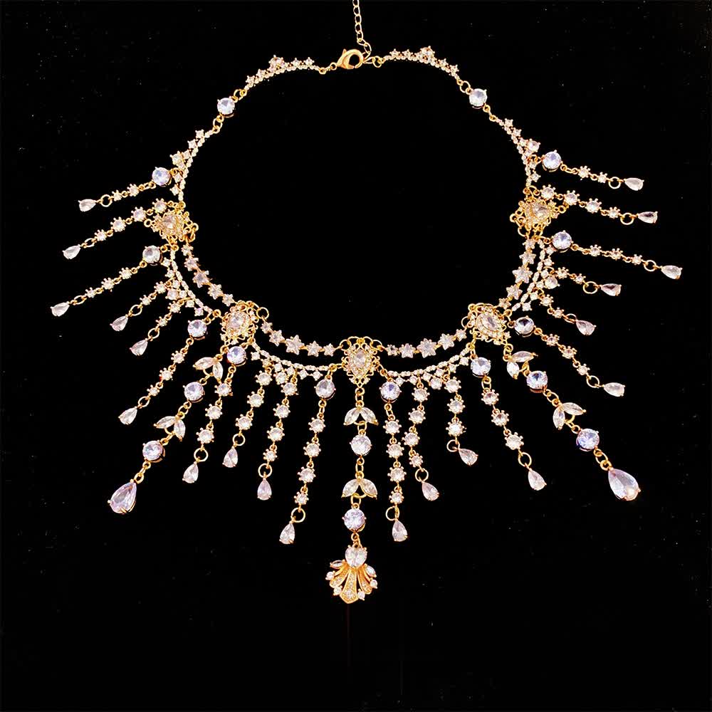Handmade Regency Era Necklace with Gemstone  Crystal Chocker for Women  - French Jewelry - Image 4