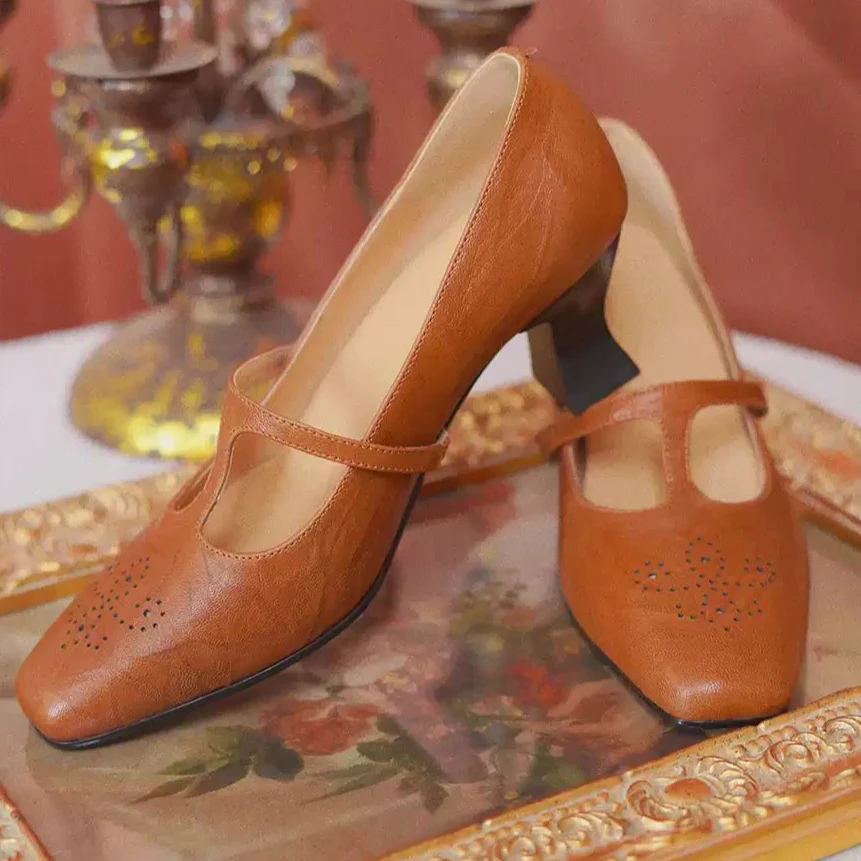 Handmade Vintage-Inspired Mary Jane Leather Heels