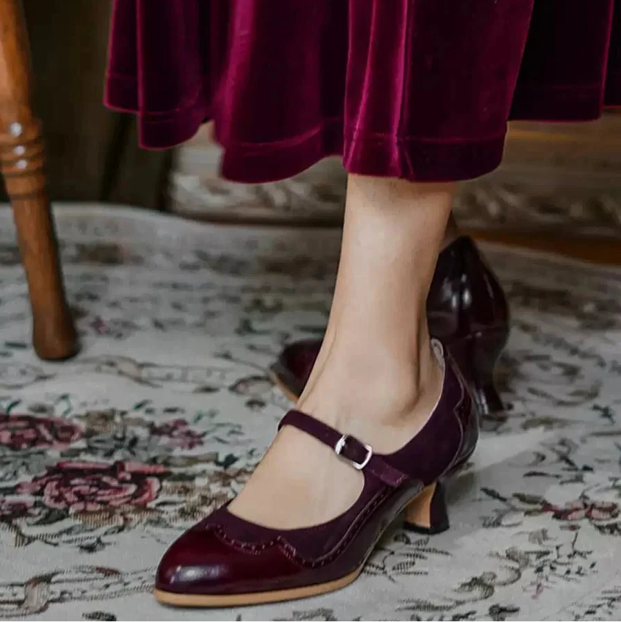 Handmade Vintage Leather Mary Jane Heels - 1930s Inspired Retro Shoes