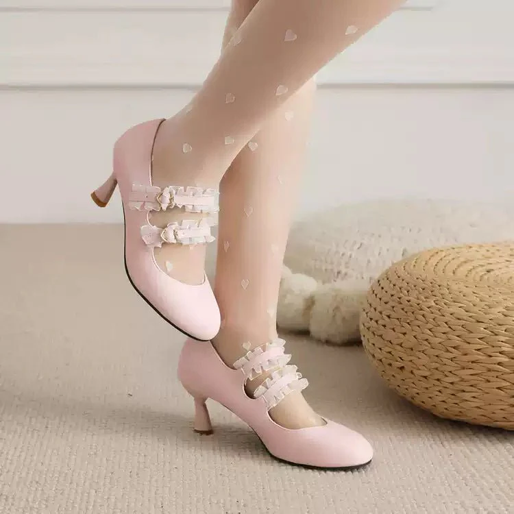 Handmade Vintage Velvet Mary Jane Heels with Pearl Strap and Bow - Regency Era Inspired Shoes - Image 4