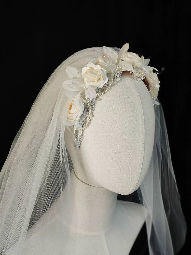 Vintage Wedding Veils With Headpieces - Antique Lace Bridal Veil - Image 4